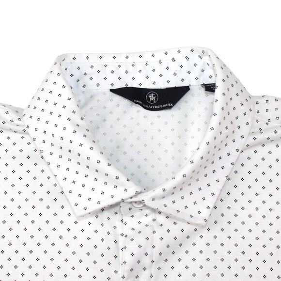 Hart Schaffner Marx Mens Sz XL Geometric Pattern Short Sleeve Button Front Shirt - Picture 6 of 9